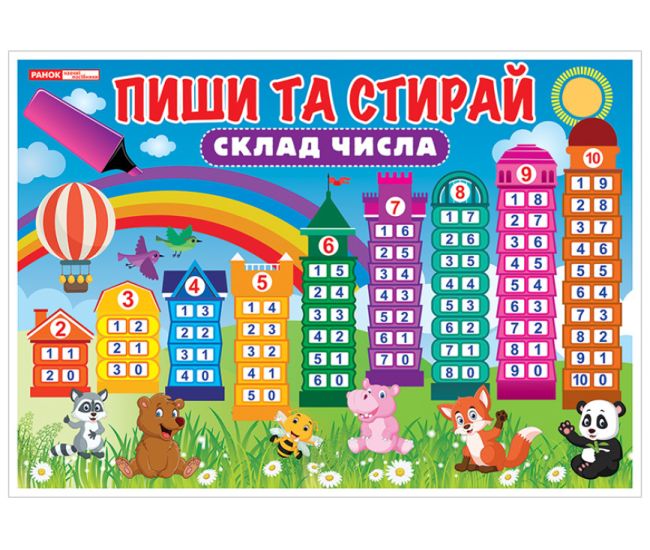 Стенд Пиши та стирай. Склад числа Ранок. Наочні посібники - Видавництво Ранок - ISBN 9789663150079