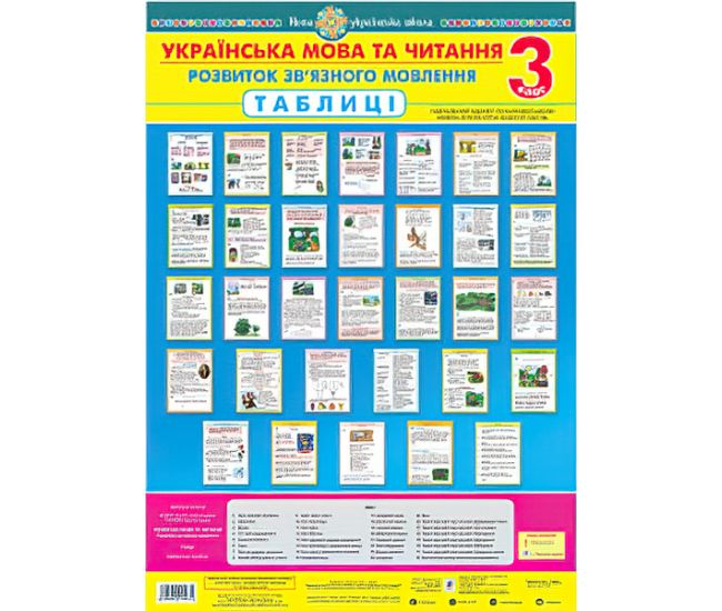 НУШ. Таблиці 3 клас. Українська мова та читання. Розвиток зв&rsquo;язного мовлення - Видавництво Богдан - ISBN 2005000012549