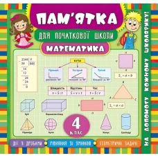 Математика 4 клас. Довідник школяра - Видавництво УЛА - ISBN 978-966-284-545-7