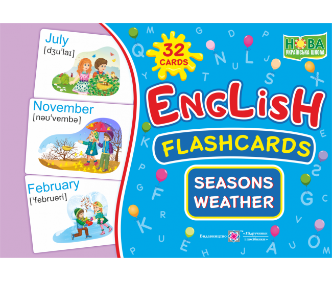 НУШ Набор карточек на английском языке Пiдручники i посiбники English: flashcards. Seasons. Погода Времена года. Погода - Издательство Пiдручники i посiбники - ISBN 2255555502280