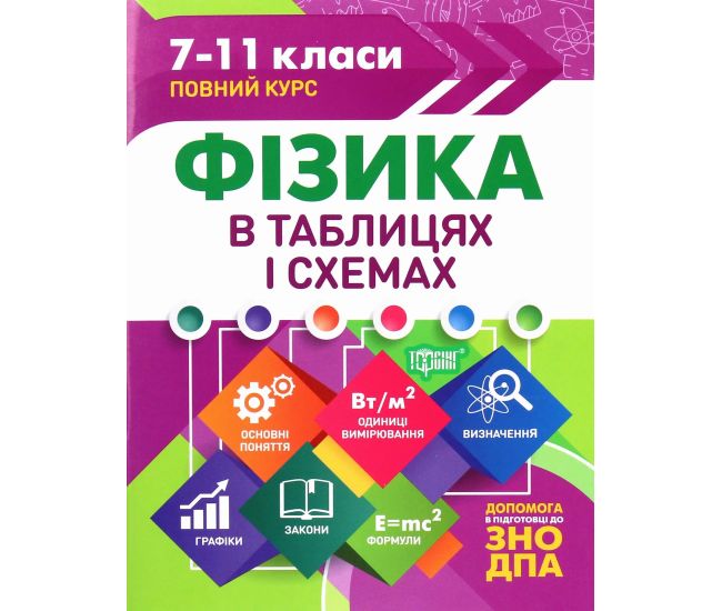 Таблицы и схемы Торсинг Физика в таблицах и схемах 7-11 классы к ЗНО и ДПА (Елена Дудинова) - Издательство Торсинг - ISBN 9789669397089