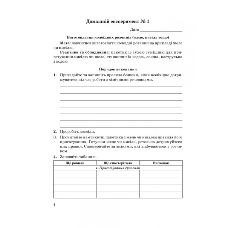 Зошит для лабораторних та практичних робіт Весна Хімія 9 клас