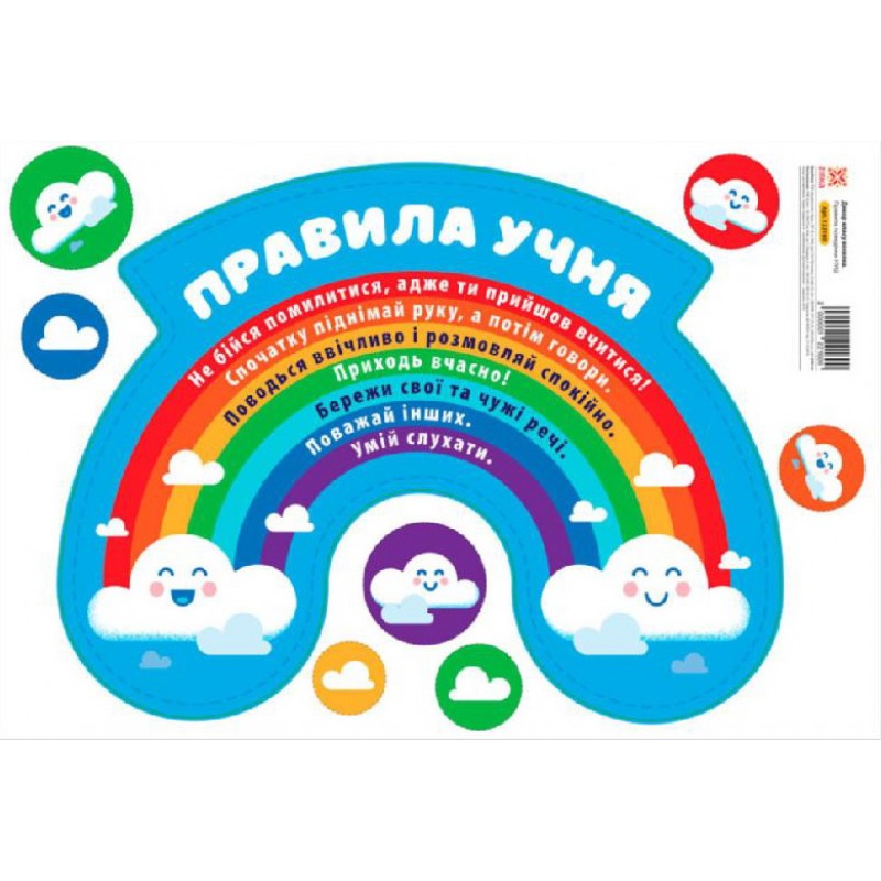 НУШ. Декор класу: Правила учня (Веселка)