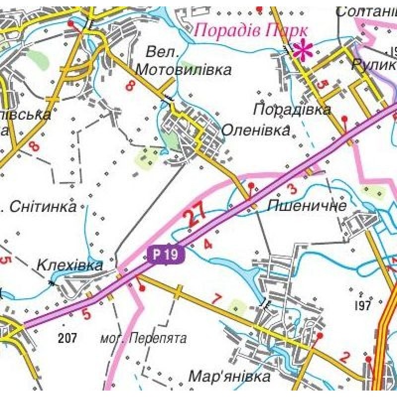 Київська область. Карта автомобільних шляхів М1:250 тис Підручники і посібники