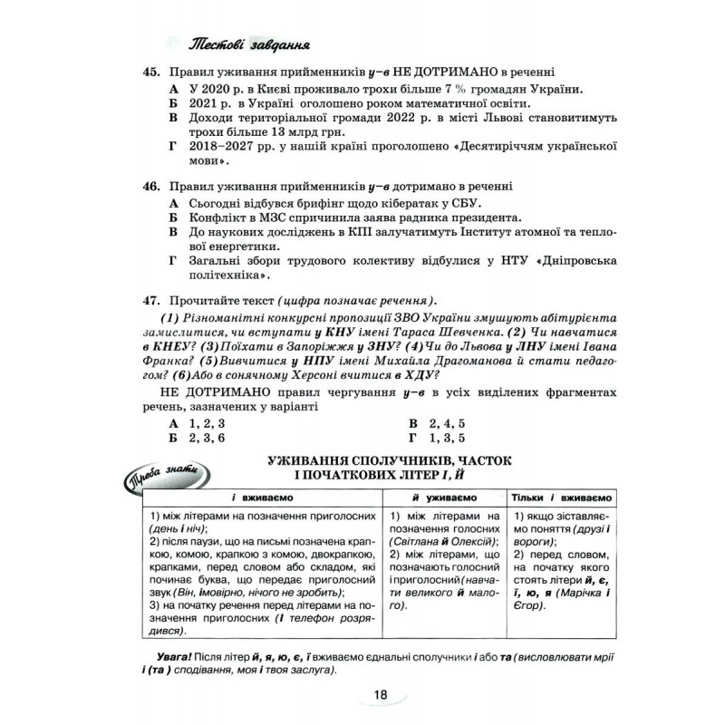 ЗНО/НМТ Тестові завдання для підготовки Грамота Українська мова Навчальний посібник-тренажер Омельчук, Климович