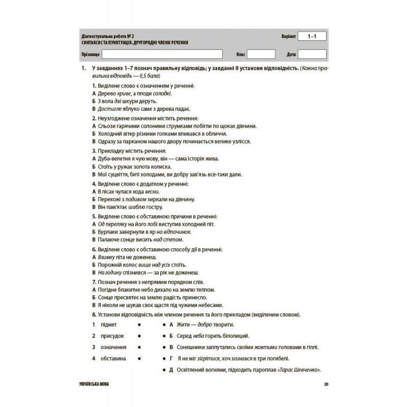 НУШ Оценивание Основа ВСЕ диагностические работы Украинский язык 8 класс Коновалова (2025 год)