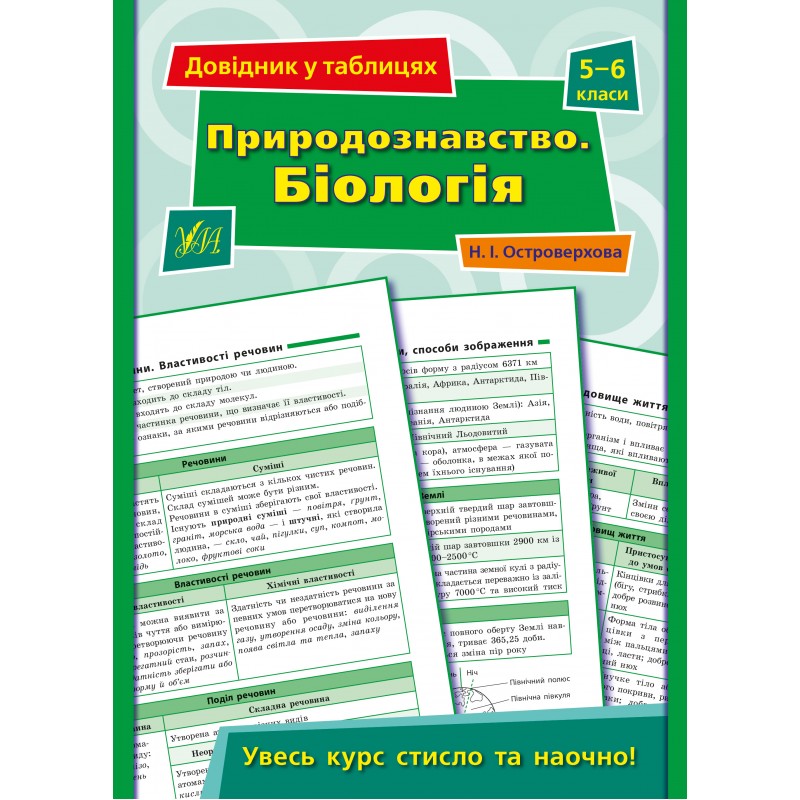 КОМПЛЕКТ Справочников в таблицах 5-6 классы: Украинский язык + Математика + Естествознание. Биология + Английский язык. УЛА + Подарок